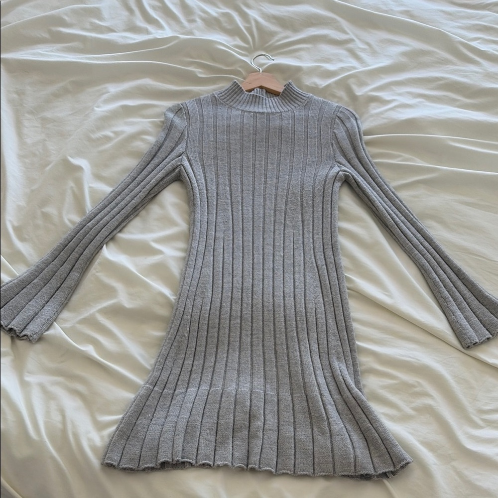 Anthropologie Gray Long Sleeve Ribbed Dress